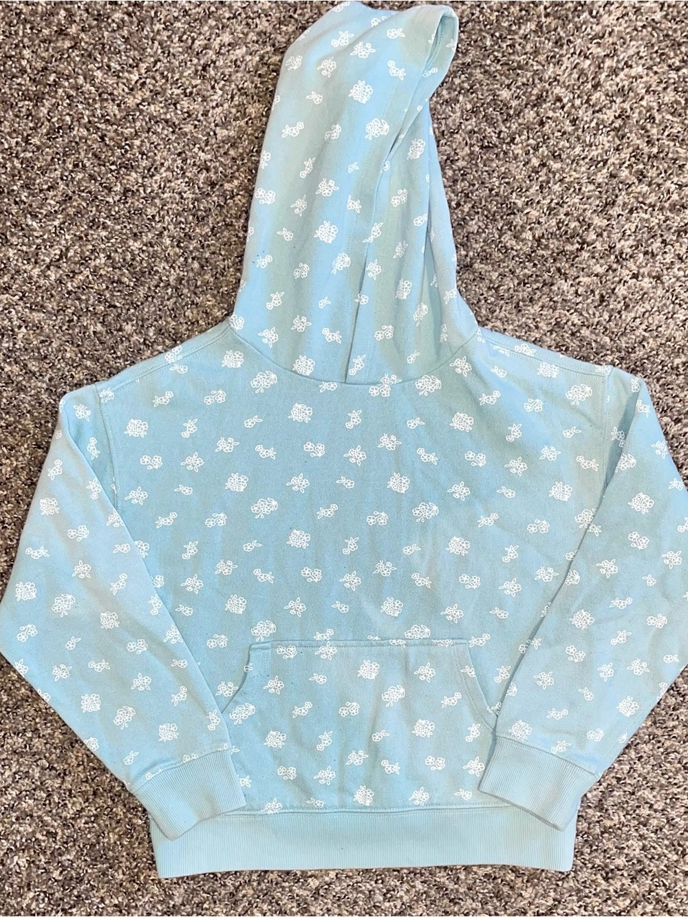 wonder nation Light Blue Floral Hooded Sweater Size Girls 7/8